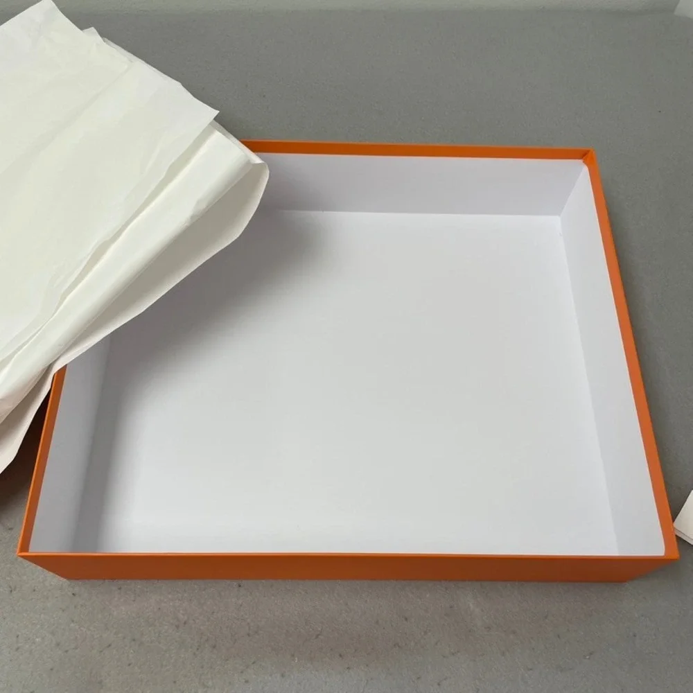 Hermes Empty Storage Box Orange Magnetic Ribbon Tissue Paper 17.75x14.75x4